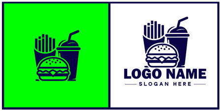 Fast food icon Quick-service food Junk food Takeout flat logo sign symbol editable vectorのイラスト素材