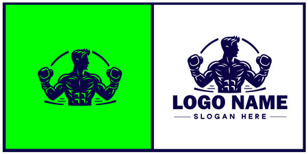 Boxing club icon Boxing gym Boxing dojo Boxing academy flat logo sign symbol editable vectorのイラスト素材
