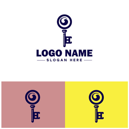 Wind-Up Key icon Clock key Spring key Winding key flat logo sign symbol editable vectorのイラスト素材