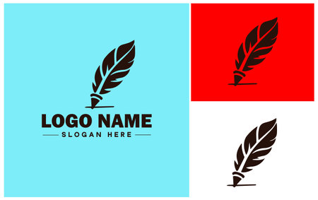 Feather pen logo design vector graphic symbol icon sign illustration creative ideaのイラスト素材