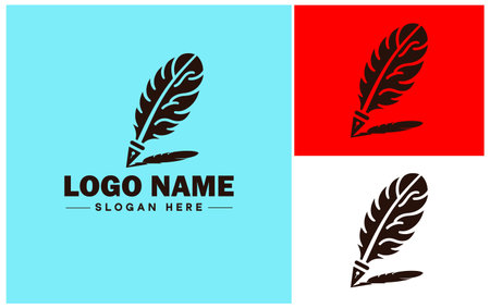 writing quill icon Pen Feather pen Quill pen flat logo sign symbol editable vectorのイラスト素材