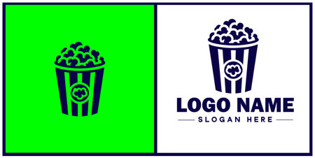 popcorn icon Popping corn Popped corn flat logo sign symbol editable vectorのイラスト素材