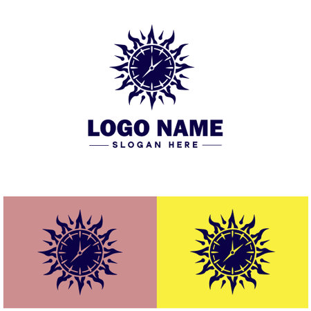 sun clock icon Sundial Solar timepiece Solar clock flat logo sign symbol editable vectorのイラスト素材