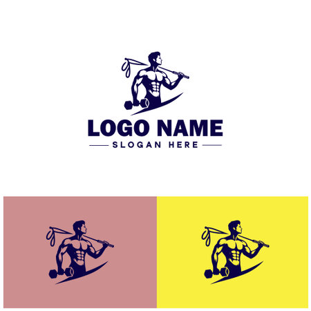 Fitness icon Physical conditioning Health training Exercise regime flat logo sign symbol editable vectorのイラスト素材