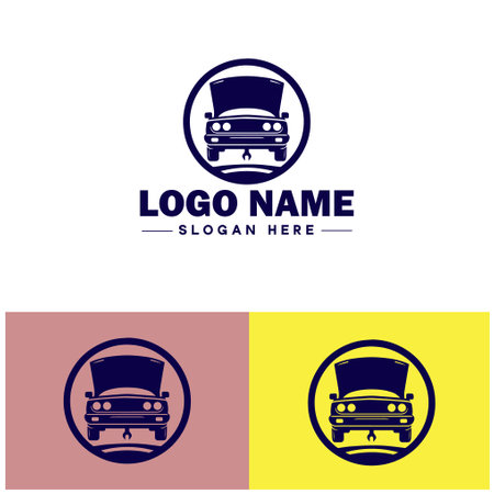 Auto repair shop icon Garage Mechanic shop Automobile service center flat logo sign symbol editable vectorのイラスト素材
