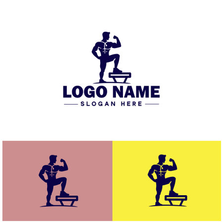 Fitness icon Physical conditioning Health training Exercise regime flat logo sign symbol editable vectorのイラスト素材