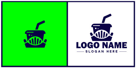 Fast food icon Quick-service food Junk food Takeout flat logo sign symbol editable vectorのイラスト素材