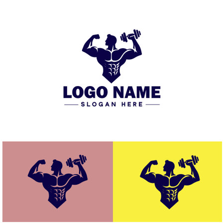 Fitness icon Physical conditioning Health training Exercise regime flat logo sign symbol editable vectorのイラスト素材
