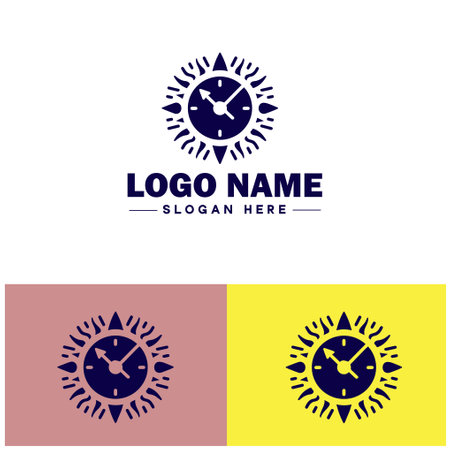 sun clock icon Sundial Solar timepiece Solar clock flat logo sign symbol editable vectorのイラスト素材
