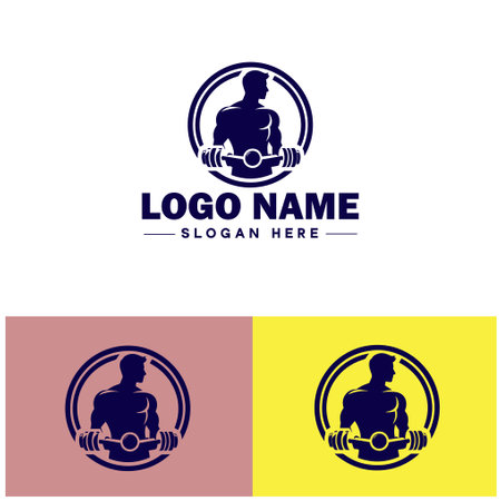 Fitness icon Physical conditioning Health training Exercise regime flat logo sign symbol editable vectorのイラスト素材