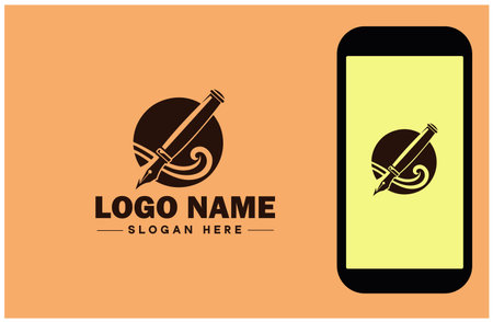 fountain pen icon Ink pen Quill pen Writing pen flat logo sign symbol editable vectorのイラスト素材