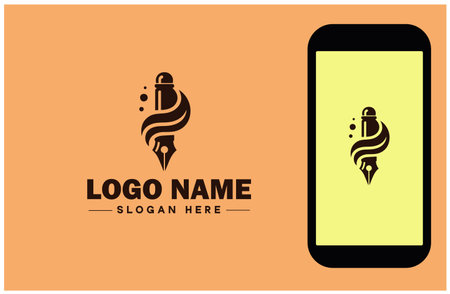 fountain pen icon Ink pen Quill pen Writing pen flat logo sign symbol editable vectorのイラスト素材