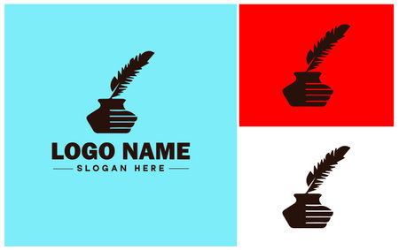 writing quill icon Pen Feather pen Quill pen flat logo sign symbol editable vectorのイラスト素材