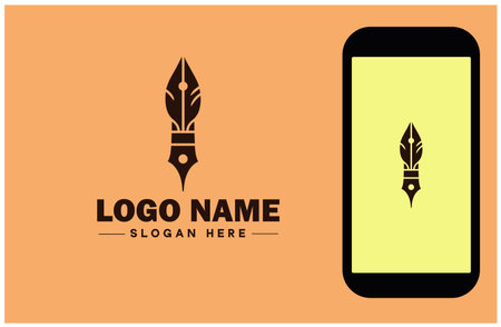 fountain pen icon Ink pen Quill pen Writing pen flat logo sign symbol editable vectorのイラスト素材