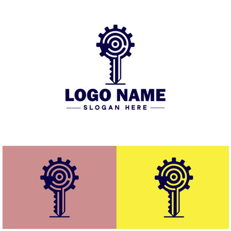 Wind-Up Key icon Clock key Spring key Winding key flat logo sign symbol editable vectorのイラスト素材