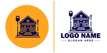 Auction house icon Auction gallery Auction center Auction mart flat logo sign symbol editable vectorのイラスト素材