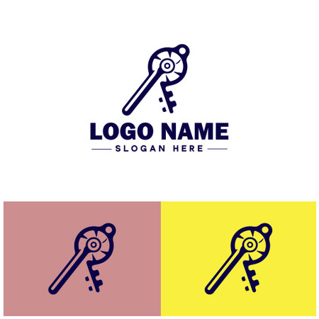 Wind-Up Key icon Clock key Spring key Winding key flat logo sign symbol editable vectorのイラスト素材