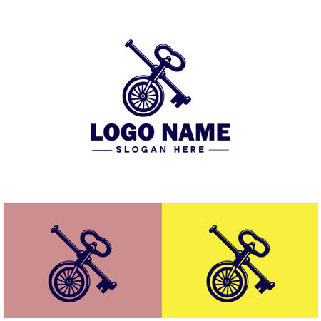 Wind-Up Key icon Clock key Spring key Winding key flat logo sign symbol editable vectorのイラスト素材