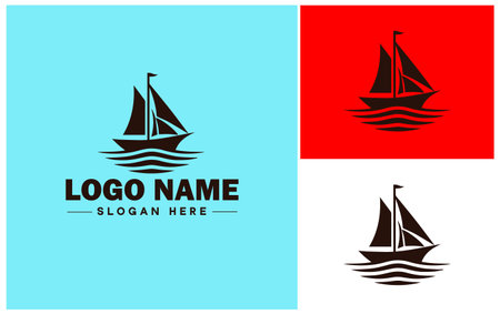 sailboat icon Sailing vessel Yacht Sailcraft flat logo sign symbol editable vectorのイラスト素材