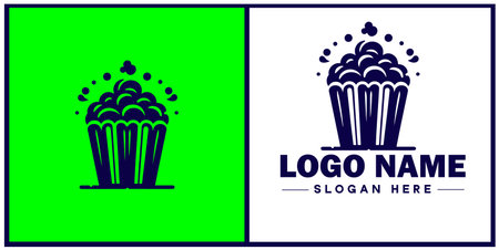 popcorn icon Popping corn Popped corn flat logo sign symbol editable vectorのイラスト素材