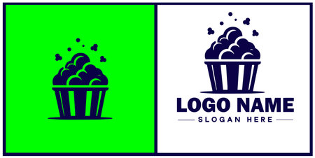 popcorn icon Popping corn Popped corn flat logo sign symbol editable vectorのイラスト素材