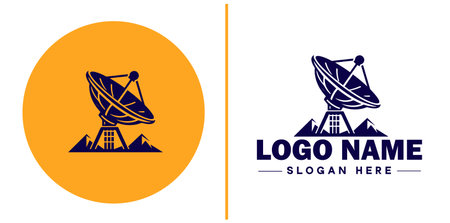 satellite dish icon Satellite antenna Satellite receiver Parabolic dish flat logo sign symbol editable vectorのイラスト素材
