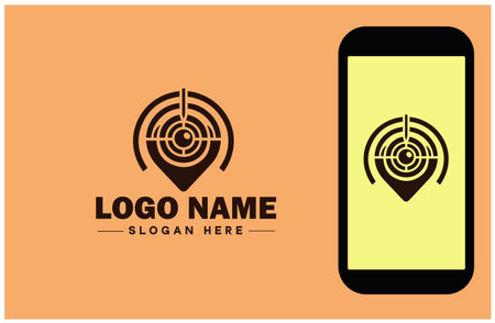 radar icon Radio detection Radio echo Microwave radar flat logo sign symbol editable vectorのイラスト素材