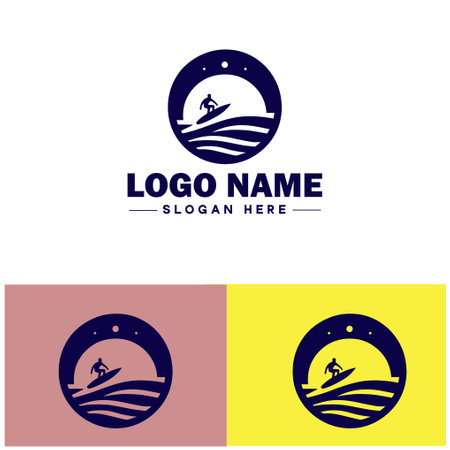 surfboard icon Surfing board Wave board Surf plank flat logo sign symbol editable vectorのイラスト素材