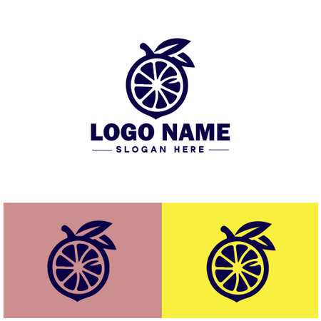 lemon icon Citron Lime Yellow fruit flat logo sign symbol editable vectorのイラスト素材
