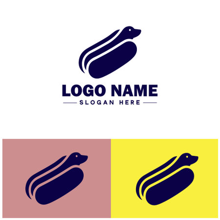 hot dog icon Frankfurter Wiener Sausage flat logo sign symbol editable vectorのイラスト素材