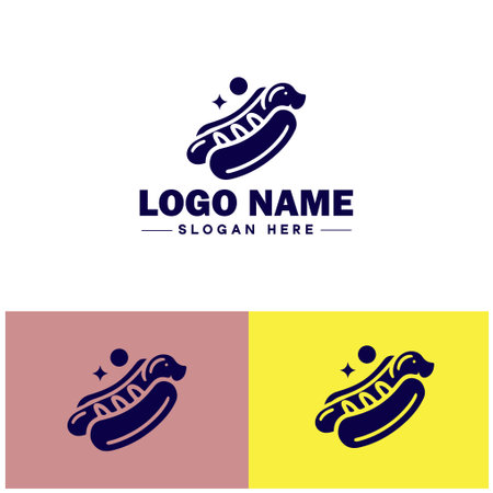 hot dog icon Frankfurter Wiener Sausage flat logo sign symbol editable vectorのイラスト素材