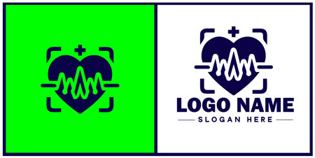 Heart with pulse icon Heartbeat icon Cardiogram symbol Pulse sign flat logo sign symbol editable vectorのイラスト素材