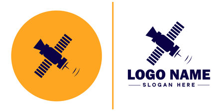 satellite icon technology communication flat satellite logo sign symbol editable vectorのイラスト素材