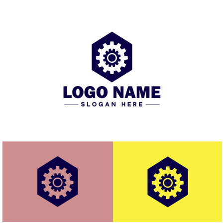 Engineering firm icon Engineering company Engineering practice Engineering consultancy flat logo sign symbol editable vectorのイラスト素材