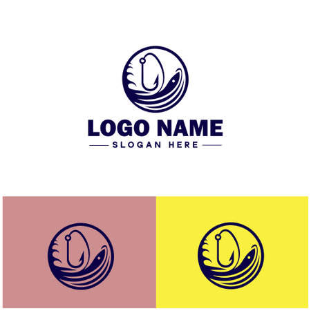Fishing hook icon catching fish Float catching fishing sign symbol vector logoのイラスト素材