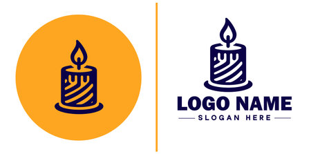 Candle icon happy birthday light dinner Spa burning fire sign symbol vector logoのイラスト素材