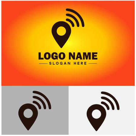 Map Pin Point Location icon global tech GPS Check geo point sign symbol vector logoのイラスト素材