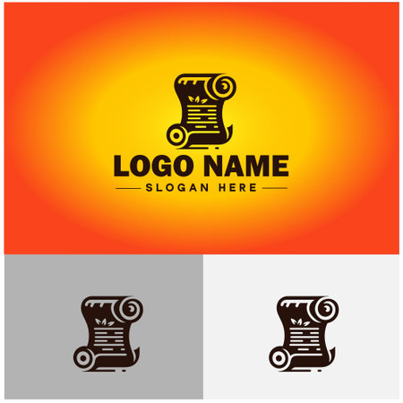 scroll icon Roll of camping carpet Torah scroll Document Literature letter sign symbol vector logoのイラスト素材