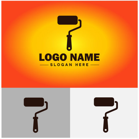 Paint roller icon paint brush Painting tool Home House Full Color sign symbol vector logoのイラスト素材