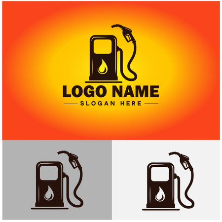 Petrol Station icon Refill Fuel refueling gas Oil pump industry sign symbol vector logoのイラスト素材