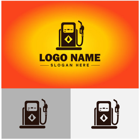 Petrol Station icon Refill Fuel refueling gas Oil pump industry sign symbol vector logoのイラスト素材