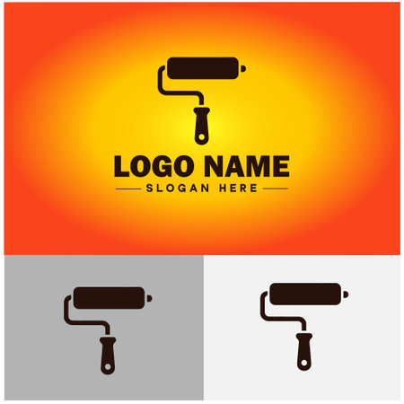 Paint roller icon paint brush Painting tool Home House Full Color sign symbol vector logoのイラスト素材