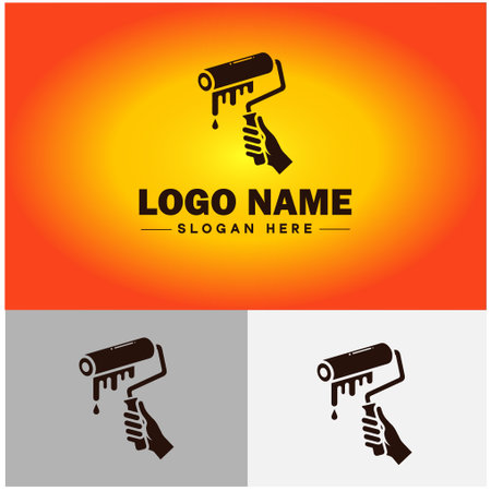 Paint roller icon paint brush Painting tool Home House Full Color sign symbol vector logoのイラスト素材