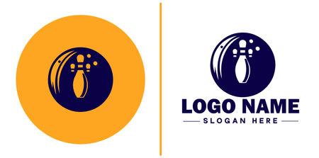 bowling ball icon balls ninepins trophy cups team sports club tournaments sign symbol vector logoのイラスト素材