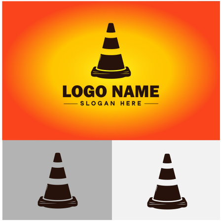Traffic cone icon under construction safety barrier sign symbol vector logoのイラスト素材