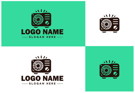 Air conditioner icon logo Construction Repair Service installation air conditioners sign symbol vector logoのイラスト素材