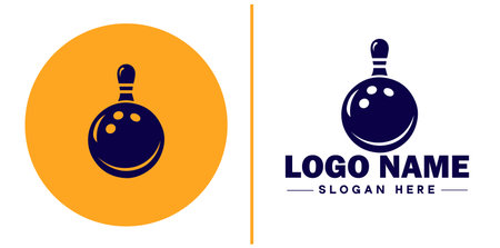 bowling ball icon balls ninepins trophy cups team sports club tournaments sign symbol vector logoのイラスト素材