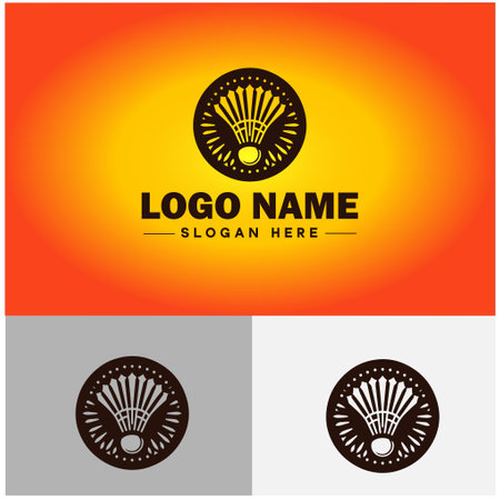 Shuttlecock icon Badminton logo team sports club tournaments sign symbol vector logoのイラスト素材