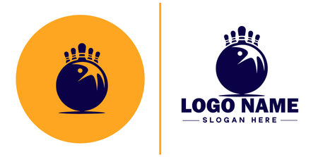 bowling ball icon balls ninepins trophy cups team sports club tournaments sign symbol vector logoのイラスト素材
