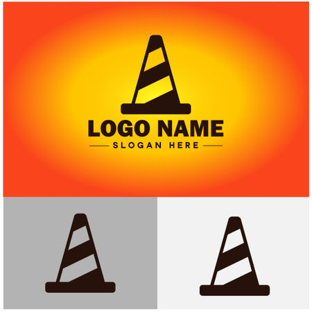Traffic cone icon under construction safety barrier sign symbol vector logoのイラスト素材